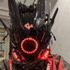 愛(ài)車(chē)樂(lè )（AiChele）賽博朋克面具diy科技感高顏值發(fā)光頭盔機械面罩高級高達炫酷帥氣 紅雙翼+側燈+管發(fā)+頭套