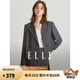ELLE法式設(shè)計(jì)感寬松拼接格子西裝女2024春裝新款百褶半身裙套裝 中灰（上裝） XL