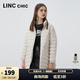 金羽杰秋冬季新款90鴨絨立領(lǐng)輕薄羽絨服女中長款修身輕暖女裝Y22802397 高街灰白 M 適合130斤以下