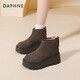 達芙妮【厚底加絨】冬款厚底加絨雪地靴女棉靴保暖加厚棉鞋女 棕色 38