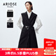 艾諾絲雅詩【商場同款】春秋款OL風(fēng)中長款高腰時尚馬甲外套女20211503 黑色 M
