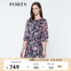 PORTS寶姿  春夏新品女裝優(yōu)雅印花系帶連衣裙A字裙LN8D134HPP027 黑色印花 M (6)