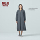 無(wú)印良品（MUJI）IDEE 女式 漢麻混平紋抽褶連衣裙女裝裙子25年夏季 GA34CC5S 炭灰色 均碼 165/88A
