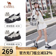 駱駝（CAMEL）丑萌登山鞋女增高厚底運動休閑鞋戶外時尚徒步鞋七夕禮物送女友 L24S076620米/銀/黑 37