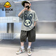 G.DUCKKIDS小黃鴨兒童裝男童夏裝套裝中大童男孩夏季運(yùn)動(dòng)夏款薄款酷帥氣潮 咖綠 160 cm