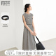 對白夏日度假風(fēng)背心連衣裙女2025夏季新款抽褶設(shè)計(jì)感兩穿無袖長裙 黑米格子 S