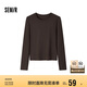 森馬（Semir）長袖T恤女吸濕發(fā)熱抗菌緊身內(nèi)搭2024圓領(lǐng)抓絨套頭衫109724101007