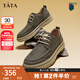 他她（TATA）牛皮厚底復(fù)古休閑板鞋男美式工裝鞋商務(wù)皮鞋PYE01CM3 卡其色 41
