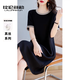 拉倫菲韻高端品牌 真絲連衣裙女2025夏季新款氣質(zhì)寬松桑蠶絲直筒t恤小黑裙 黑色（真絲桑蠶絲系列） M 【90-105斤】