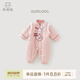 乖奇熊【夾棉加厚】女寶寶連體衣秋冬季過年哈衣服嬰幼兒拜年服外出棉服 粉色 80