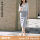 顏域長(zhǎng)款高腰半身裙女2025夏季新款百搭氣質(zhì)直筒一步裙包臀長(zhǎng)裙 藍(lán)色 L