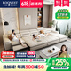 顧巢電動(dòng)頭層牛皮真皮多功能沙發(fā)床現代簡(jiǎn)約折疊兩用小戶(hù)型客廳3634 【側面帶皮凳*4】功能位+三位拖床+貴妃3.85米 高密度海綿座包