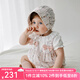 OAK FAMILY夏季新生嬰兒短袖包屁衣泡泡袖寶寶衣服爬服 花夢(mèng)里（不含頭飾） 80cm