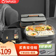 泰福高（TAFUCO）飯盒304不銹鋼五格餐盤防燙學生便當盒配餐具保溫袋2L T5216N棕色
