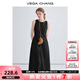 VEGA CHANG2025新款夏季無袖連衣裙女裝簡約氣質(zhì)高級感背心長裙白色 沉靜黑 M