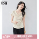 歐莎（OSA）【鎖骨T恤】純色短袖T恤女2025年夏季新款顯瘦法式蕩領(lǐng)上衣七夕 杏色 XL