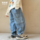 海媽家男童牛仔褲春秋季2025新款兒童寬松帥氣直筒長(cháng)褲大童男孩秋裝褲子