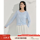 茵曼（INMAN）薄款微透彩絲針織衫2025夏季女裝新款簡(jiǎn)約顯瘦長(zhǎng)袖開(kāi)衫上衣 藍(lán)色 S