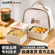 煦凜德國保溫飯盒超長(cháng)保溫304不銹鋼大容量分層獨立學(xué)生上班族可微波 【米色2個(gè)裝】+加厚保溫袋+餐具