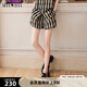 謎底格紋短褲女2025夏新款復(fù)古文藝百搭松緊腰寬松褲子256MK6271 深綠格 L