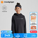 moodytiger女童抓絨衛(wèi)衣套頭衫秋冬季兒童大童長袖保暖連帽簡約休閑運(yùn)動裝 炭黑色 170 cm