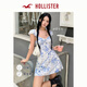 HOLLISTER法式蝴蝶結露背小飛袖連衣裙裙褲25夏季女裝359-5244 白色碎花 XS (160/84A)標準版