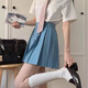 妙奕嘉半身裙裙子女夏季2025新款女裝jk制服短裙百褶裙女裙高腰a字裙 日系高腰小格子藍(lán)色百褶裙 S 【腰圍約62-66】