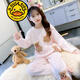 G.DUCKKIDS品牌童裝女童睡衣冬季加厚款兒童家居服長(cháng)袖卡通法蘭絨保暖套裝潮 粉紅色 130 建議身高120-130cm