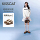 KISSCAT接吻貓女鞋美洋/秦嵐同款8cm內(nèi)增高太妃糖厚底德訓運動小白鞋 慕斯棕 35 (225mm)