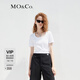 MO&Co.2023春季新品簡約U領原創(chuàng)膠章簡約短袖T恤MBC2TEET11打底moco 漂白色 L 170