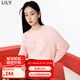 LILY春新款女裝多巴胺穿搭含綿羊毛馬海時(shí)尚針織衫套頭毛衣女 122粉紅 M