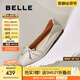 百麗（Belle）舒芙蕾絨面平跟單鞋女2025秋新商場(chǎng)款羊皮軟底便鞋E1E1DCQ5預(yù)售 米白 38