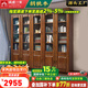溫暖一家金絲胡桃木實(shí)木書柜新中式書房自由組合書櫥帶玻璃門辦公室收納柜 2米五門書柜【金絲胡桃木】