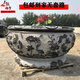 中式青石魚(yú)缸花盆庭院養(yǎng)魚(yú)池荷花水缸圓形門海戶外仿古擺件水槽 黑色 其他尺寸造型支持定制定制