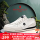 夢特嬌（MONTAGUT）夏季帆布男鞋一腳蹬輕便透氣阿甘德訓(xùn)鞋男士百搭休閑運(yùn)動板鞋潮鞋 白色-牛皮織物透氣（運(yùn)動碼） 41