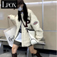 LPOX棉服女外套女秋冬ins潮原宿bf風(fēng)學(xué)生保暖棒球服棉衣外套學(xué)院風(fēng)夾 903# 杏 棒球服棉衣 M 【100-115斤】