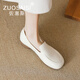 ZUOSAISI品牌樂福鞋女厚底真皮法式單鞋女2025秋季新品女鞋百搭復(fù)古鞋子女 米白色 34