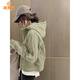 派吉鯊正肩運(yùn)動(dòng)連帽短款衛(wèi)衣外套女2025春秋新款開衫小個(gè)子休閑韓系穿搭 灰綠色【春秋款版】 S 【建議80-95斤】