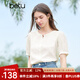 百圖betu女裝2025夏季新款襯衫國風(fēng)泡泡袖同色繡花短袖上衣女2503T48 淺杏色 L