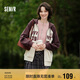 森馬（Semir）外套女連帽插肩袖寬松上衣女士秋季潮流刺繡撞色夾克101524108006