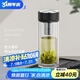 萬象（WANXIANG）雙層玻璃杯男士杯節(jié)日禮物茶杯大容量車載便攜水杯茶商務(wù)辦公水杯 V274R-石墨黑480ml