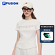FILA FUSION斐樂潮牌女子針織短袖衫2025夏季新款時尚修身短袖T恤 云白色-WT M 165/84A/M