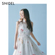 SNIDEL【明星同款】2025春夏蝴蝶結系帶荷葉邊無(wú)袖連衣裙SWFO252071 花朵圖案 L (2)