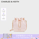 CHARLES&KEITH絎縫菱格鏈條水桶包雙肩包包女包女友生日七夕禮物CK2-10701506 Light Pink淺粉色 M