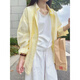 魯雅爾韓系多巴胺黃色防曬襯衫女夏季顯瘦寬松慵懶風(fēng)長袖襯衣開衫外套潮 黃色 M