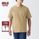 無印良品（MUJI） 男式 粗棉線 天竺編織 短袖T恤 打底衫男款 純棉全棉 ABA18A2S 淺米色 M 170/92A
