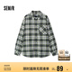 森馬（Semir）長袖襯衫男純棉法蘭絨格子外套秋季情侶裝寬松上衣101524105207