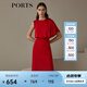 PORTS寶姿商場同款 新品女裝優(yōu)雅不對稱禮服連衣裙LN9D008BWB009 櫻桃紅 M (6)