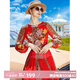 帝弗·潤(rùn)馳夏裝新款紅色連衣裙長(zhǎng)款過膝輕奢民族風(fēng)紅色印花高端大牌拖地長(zhǎng)裙 紅色 M
