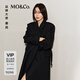MO&Co.【秦嵐同款】大衣綿羊毛毛呢外套墊肩長款附腰帶MBD4OVC002 黑色 M /165
